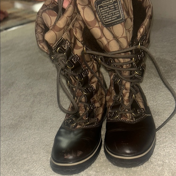 NWOT Coach Lace Up Boots Brown and Black Rugged Design - Picture 4 of 7